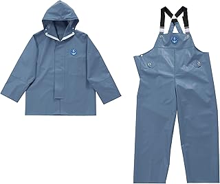 [水産マリンレリー] 【上下セット販売】 上着パーカー・胸付きズボンセット 漁師専用レインスーツ