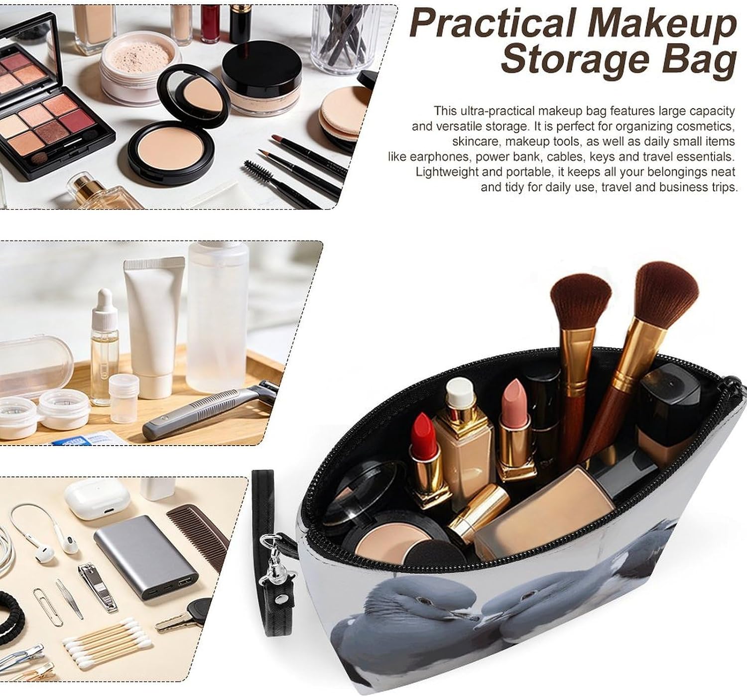 Handheld Makeup Bag, Multifunctional Storage Travel Toiletry Bag image 4