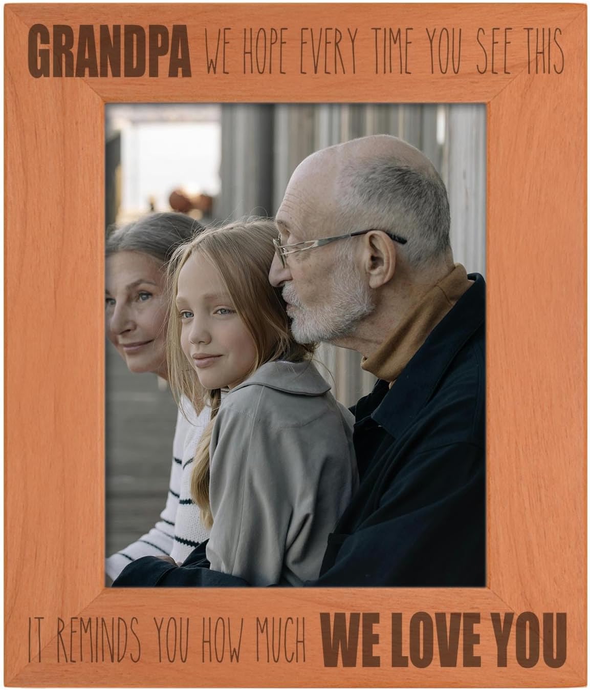 Grandpa Gifts For Men For Grandpa Grandpa Every Time You See This Reminds How Much We Love You Wood Engraved Portrait 8x10 Photo Frame