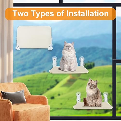 Miniatura 7 de 2 perchas grandes para ventana de gato hamaca para gato hamaca para ventana de gato para pared con 4 ventosas fuertes camas plegables para gatos de