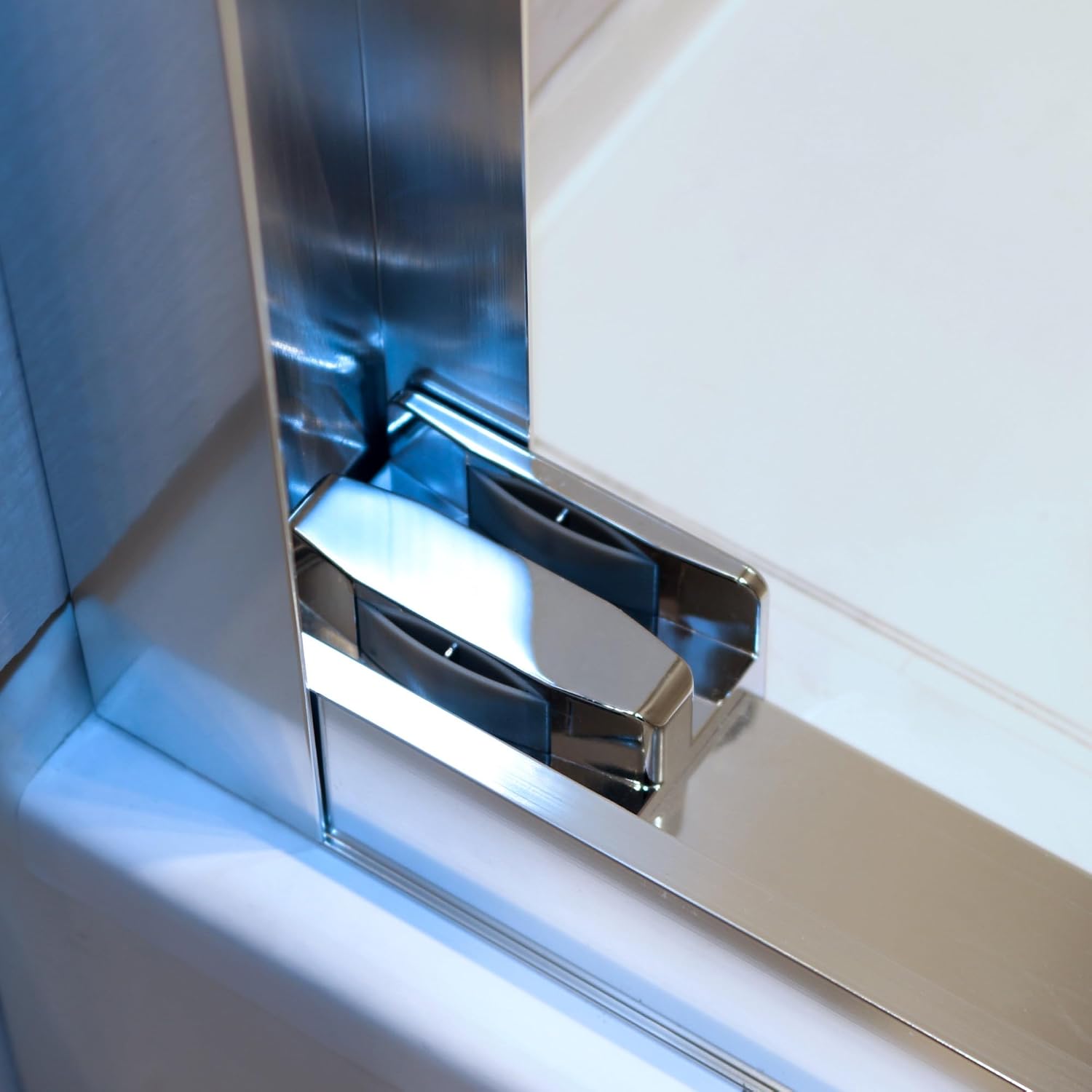 Double Sliding Tub Shower Door, Aluminum Alloy Frame, Glass, Chrome, Contemporary, 56-60" W x 60" H, Easy Install, 88.4 Pounds