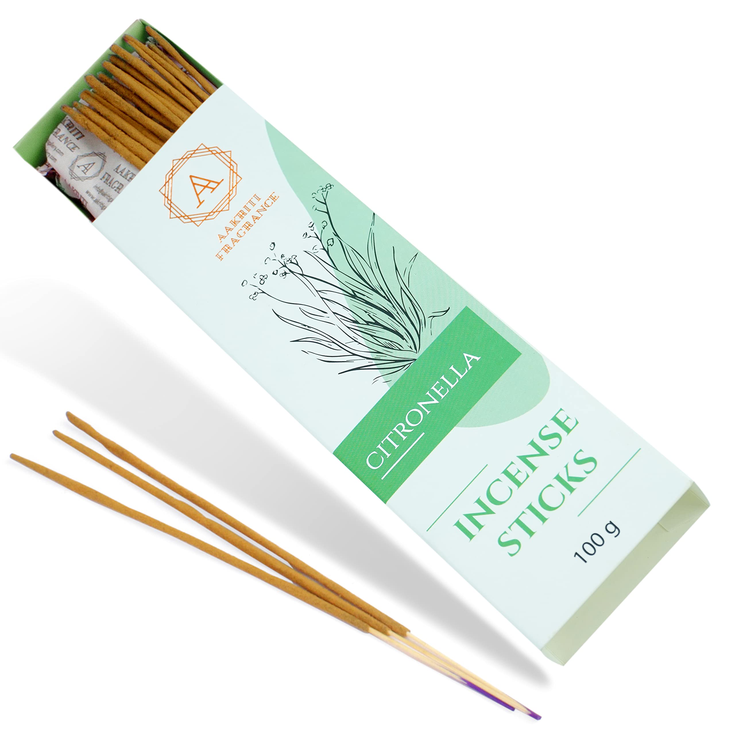 Aakriti 100 Gram Pack Natural Premium Aroma Organic Hand Rolled Masala Incense Sticks (Citronella)â€¦