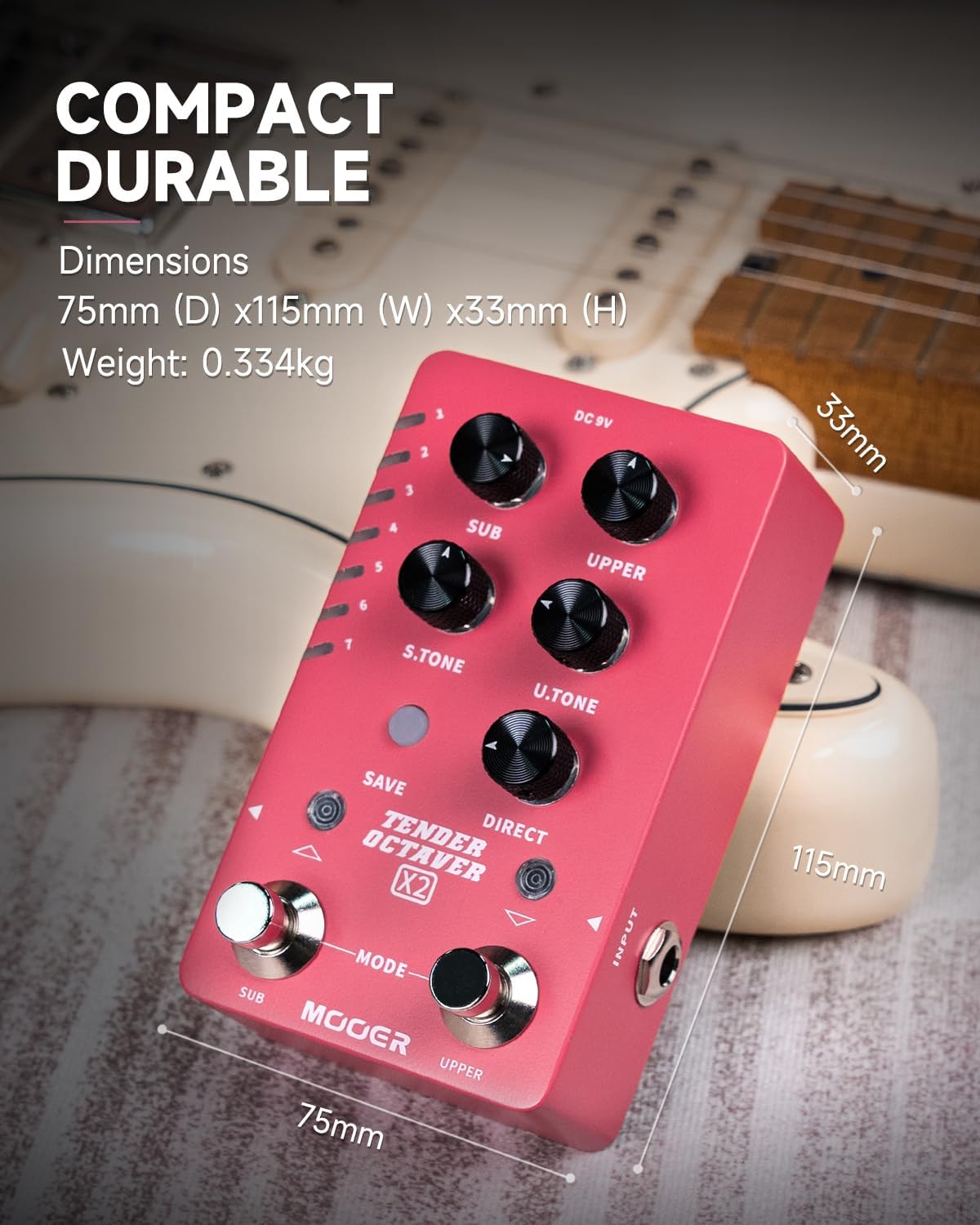 MOOER Octave Guitar Pedal Cover for 2 Complete Octaves Individual Tone Adjustment for the Octave Effect 14 Presets Slots (X2)