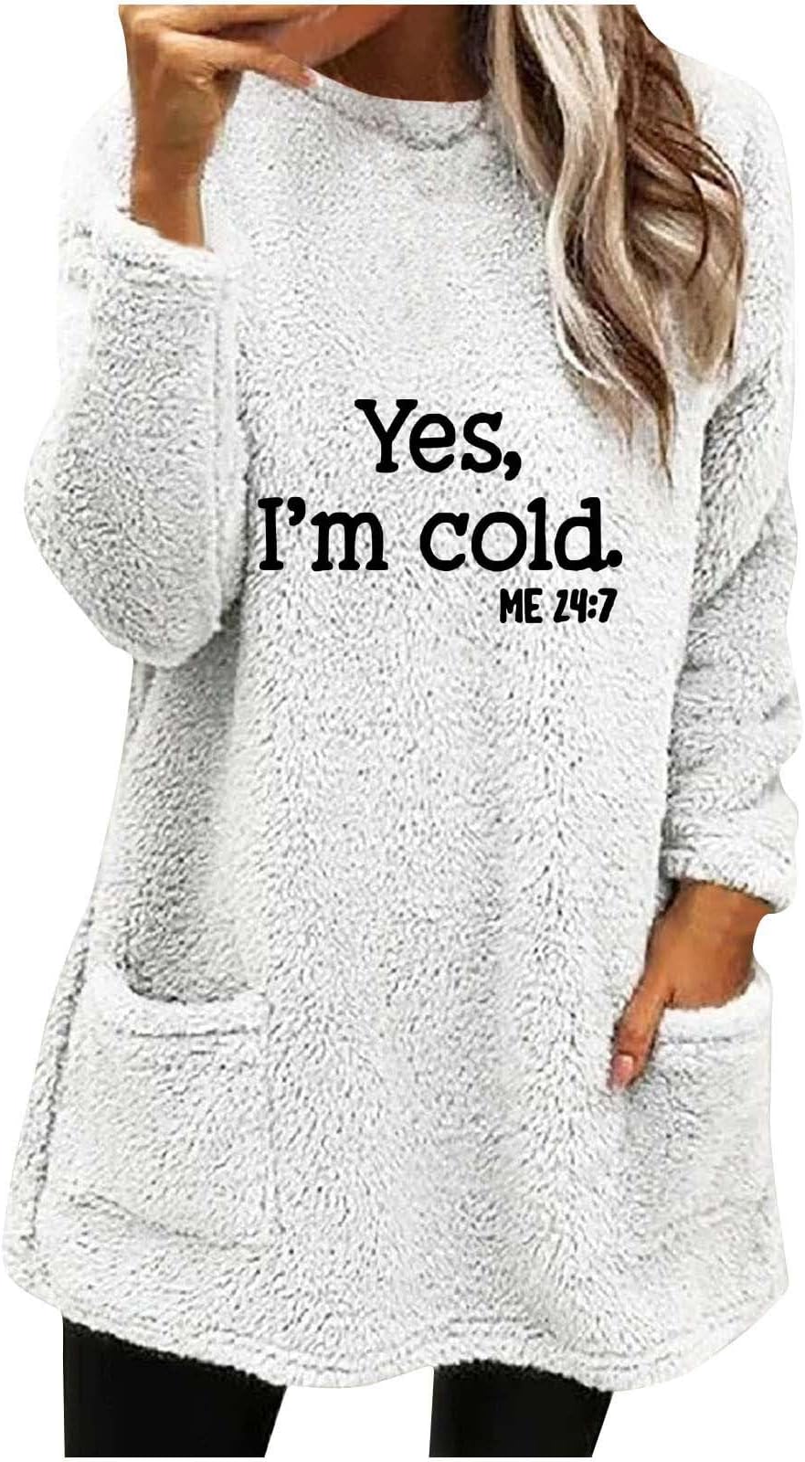 Funny Sayings Sweatshirts for Women Long Sleeve Fleece Sherpa Winter Shirts Round Neck Casual Warm Cute Long Tops