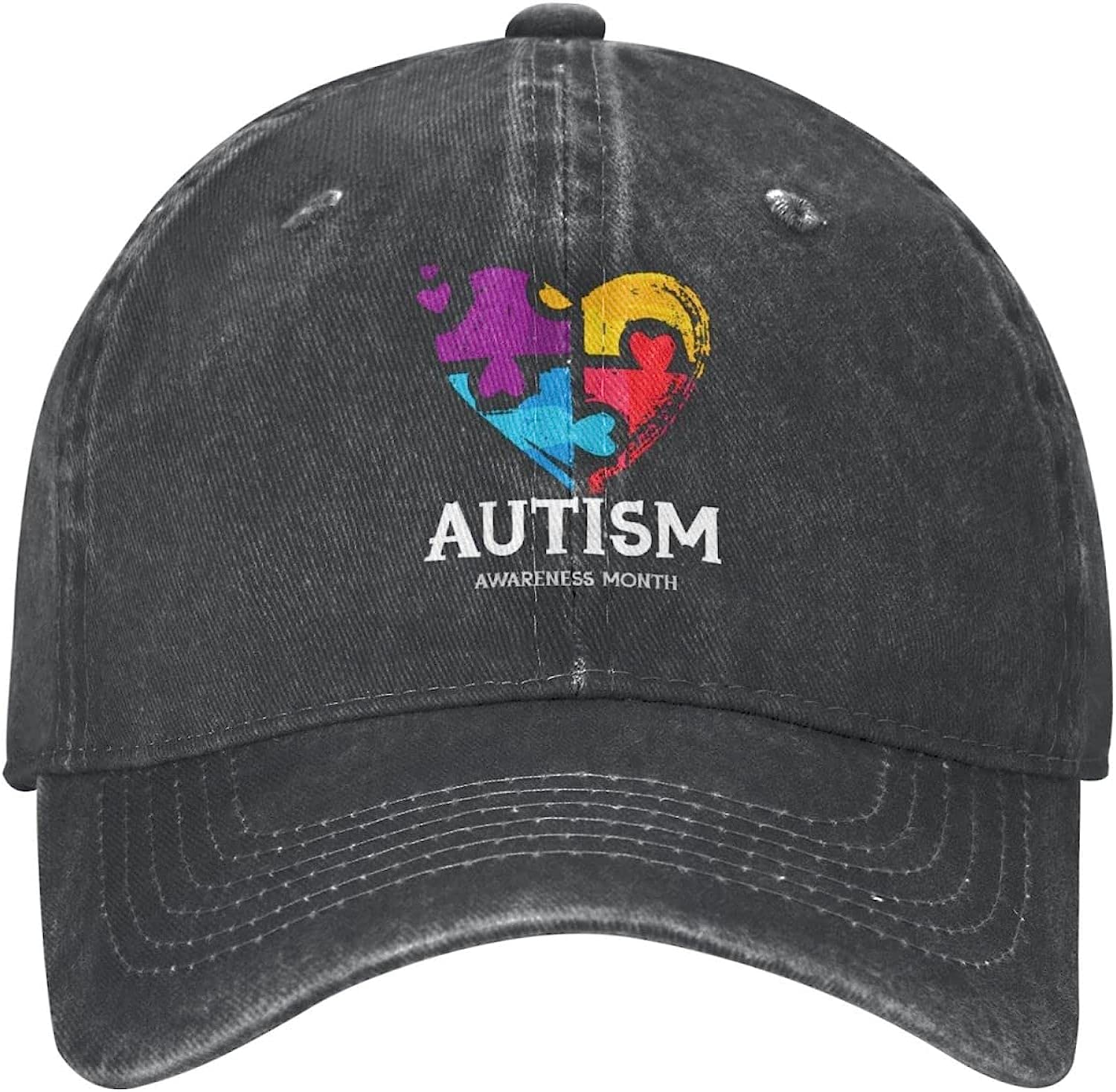 Loujin Unisex Black Baseball Cap Autism Awareness Hat Cap Autism Awareness Cap For Men Baseball Hat Sports Hat