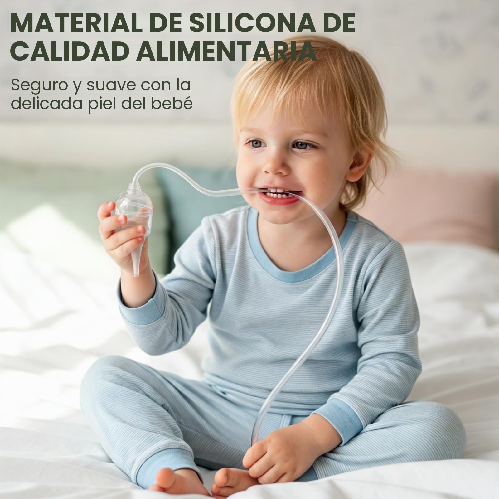 Aspirador Nasal para Bebe, 65Kpa Mosca de Bebé Eléctrica Aspirador Nasal Recargable con 3 Puntas de Silicona Suave y 9 Niveles de Succión, Silencioso, LED & Música pour Higiénica Bebé y Bebé
