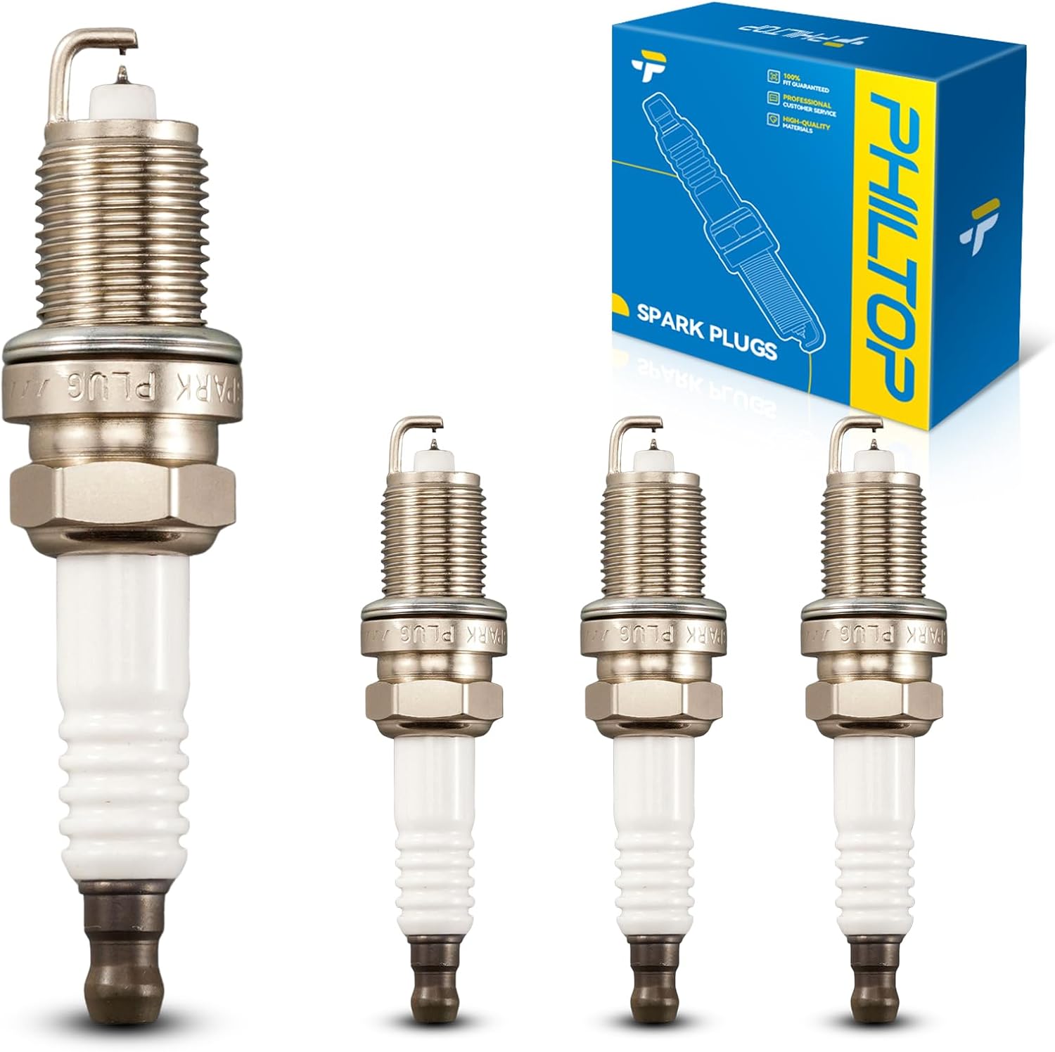 PHILTOP Spark Plugs, APP5224 Double Iridium Spark Plugs, Replacement for Civic Accord CR-V Ram1500 Odyssey Jetta Patriot Dakota Pilot Liberty Grand Cherokee Compass, OE Fine Wire Spark Plug 4 Pack
