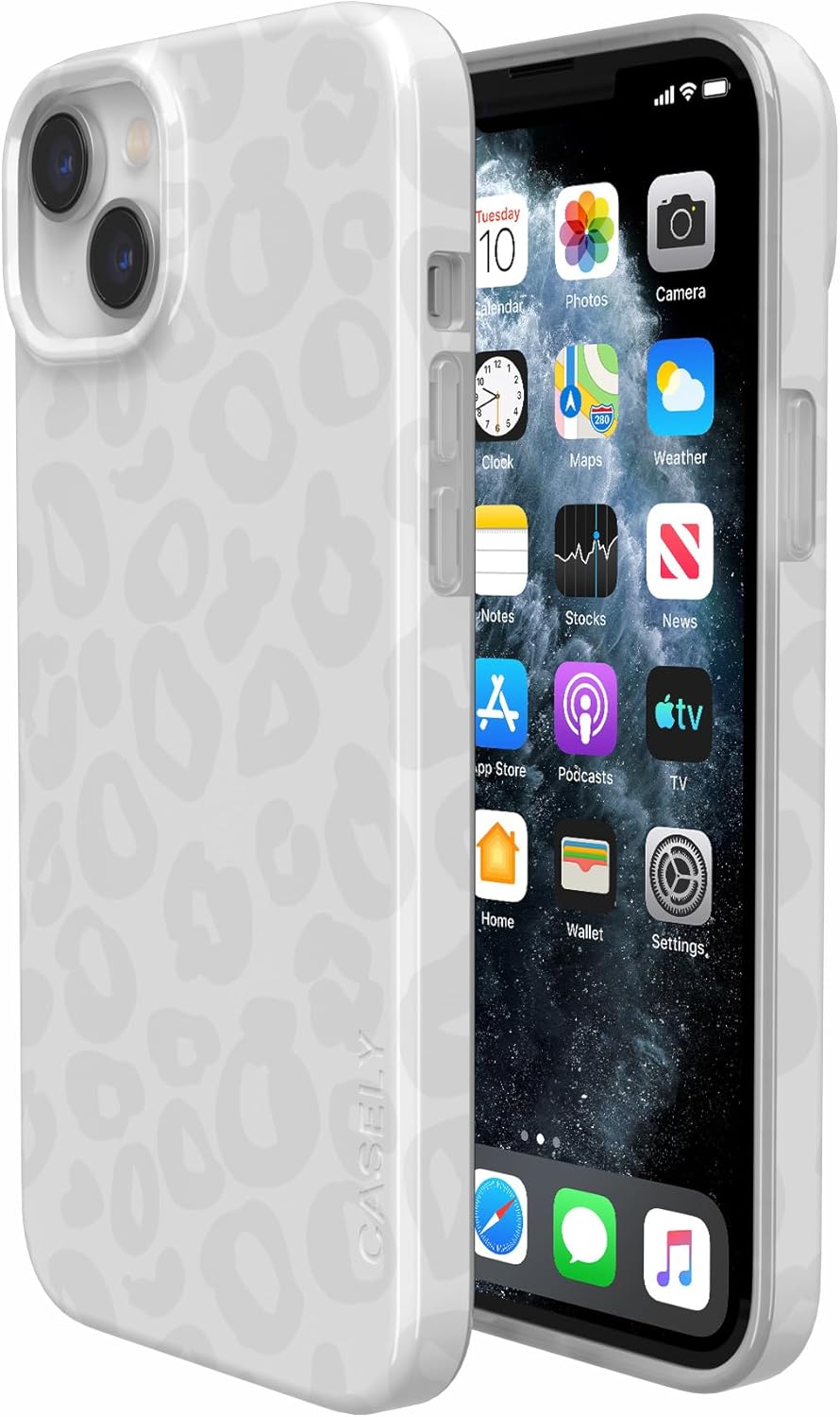 Casely iPhone 14 Case | Into the Wild | White Snow Leopard | Compatible with MagSafe | Classic Ultra Slim Design