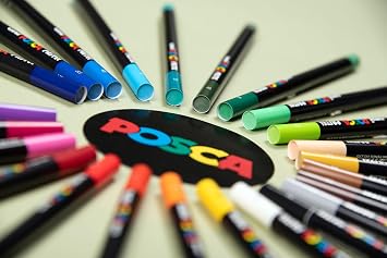 Posca Heat Pliable Oil & Wax Based Pastels Pack with Natural Pigments and Powerful Chromatic Intensity, Artist Grade Pastels Have 24 Highly Pigmented Colors for Shading, Scratching, and Smoothing | Layer or blend on many surfaces, heat or sharpen for texture effects, wax-rich formula for true color laydown, hard case