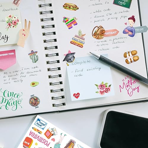 Miniatura 4 de 30 hojas de más de 1500 piezas de calcomanías de agenda mensual, paquete de calcomanías vintage de temporada, calcomanías de calendario festivo,