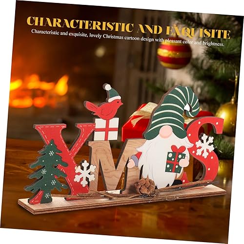 Miniatura 5 de SAFIGLE Decoración de mesa de Navidad, letrero de mesa de madera de Navidad, centro de mesa de gnomos de Navidad, decoración de escritorio de