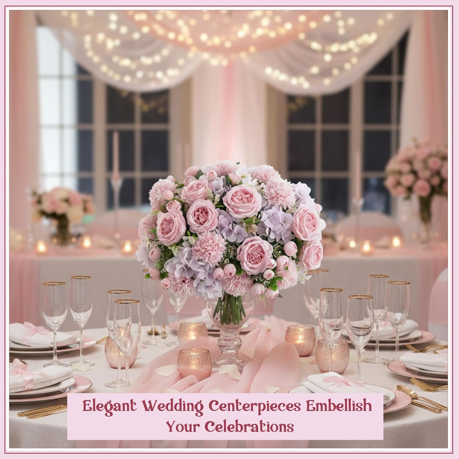 Geosar 6 Bundles Peonies Artificial Flowers Fake Hydrangea Silk Faux Chrysanthemum Ball Daisy Flowers Bouquet for Wedding Party Florals Arrangements Vase Table Centerpiece Decor(Pink, Light Purple) - Image 4