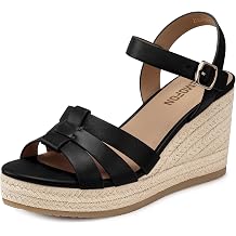 TEMOFON Wedge Sandals for Women Dressy Platform Wedge Espadrilles Sandals - Comfortable Summer Casual Open Toe Strappy Shoes Size 5-11