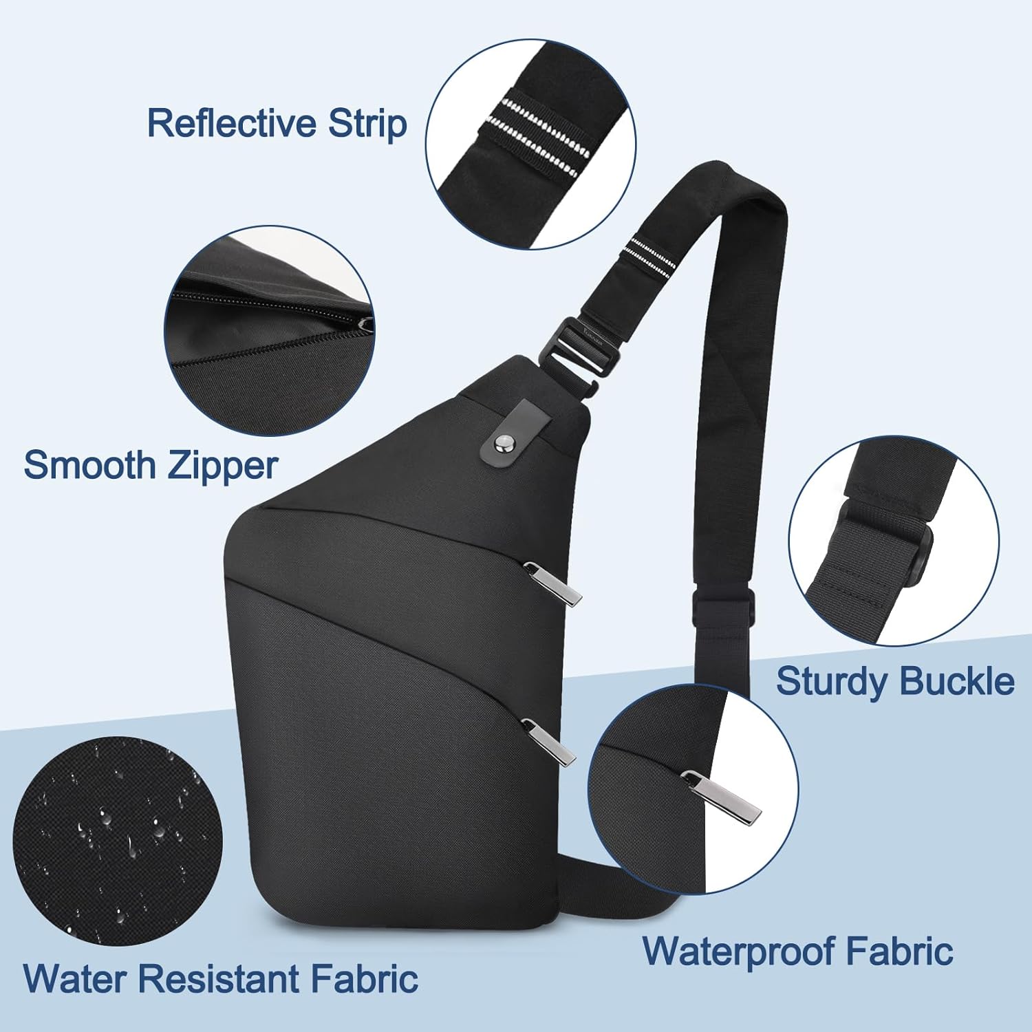 Sling Crossbody Bag, 4-Pocket Anti Theft Cross Body Shoulder Bag,Water Resistant Chest Bag Fanny Pack,Travel Essentials Side Bag for Sport Work, Gift for Him Her Men Boyfriend Husband - Image 6