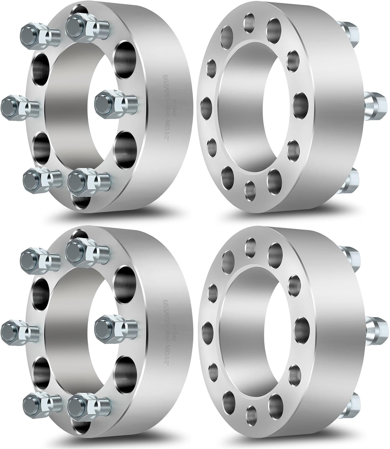 SCITOO 4X 2 inch 6 Lug Wheel Spacers 6x5.5 to 6x5.5 6x139.7 to 6x139.7 108mm Compatible with for Yukon XL Sierra 1500 Wheel Spacers for Tahoe Wheel Spacers for Escalade Wheel Spacers with 14x1.5 Studs