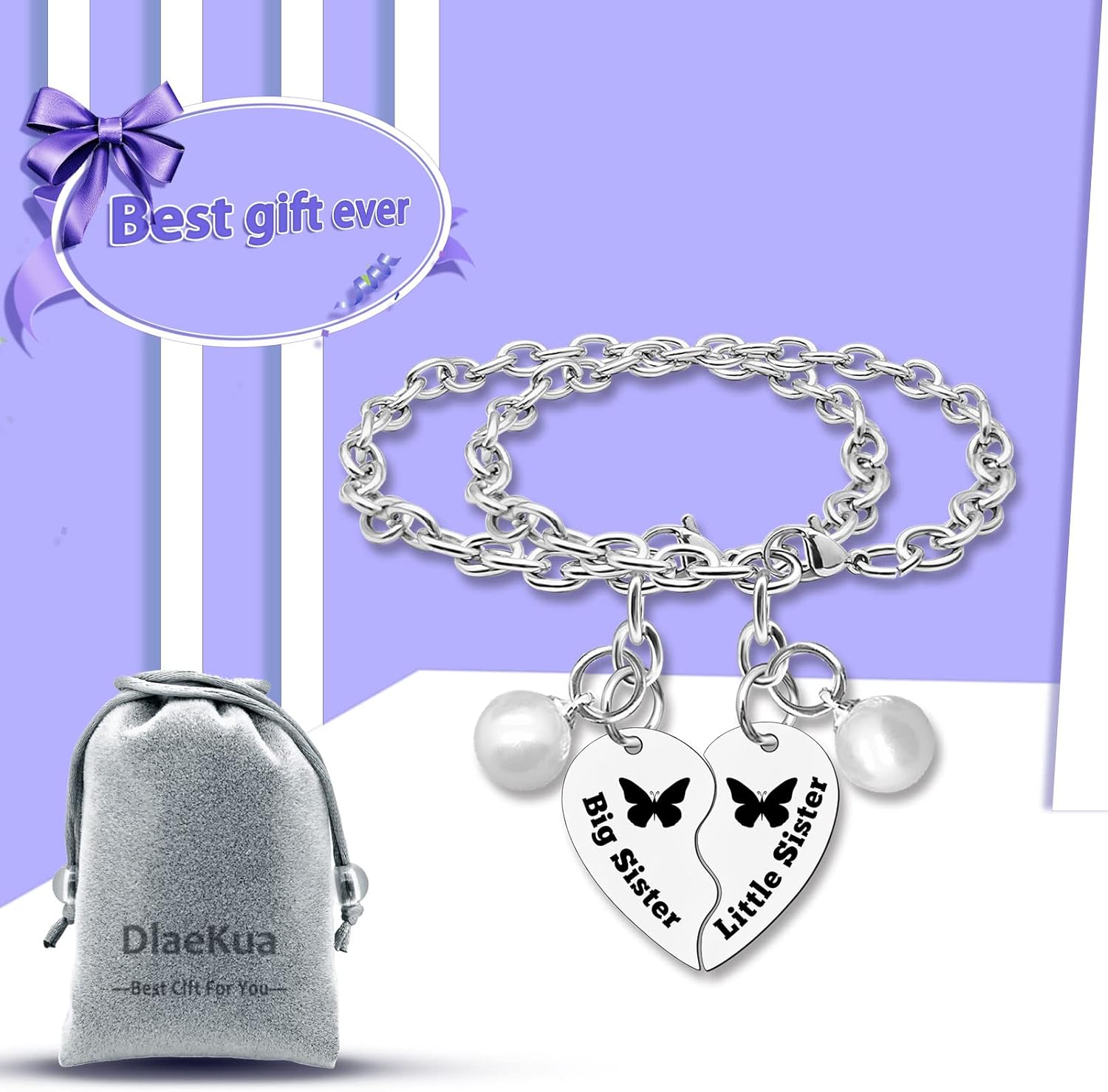 DlaeKua Sister Gift from Brothers Matching Bracelet for Big Sister Chain Bracelet for 2 Birthday Gift for Big Sis lil Sis Soul Sisters Friends Friendship Gifts Graduation Gift Sisters in Law - Image 7