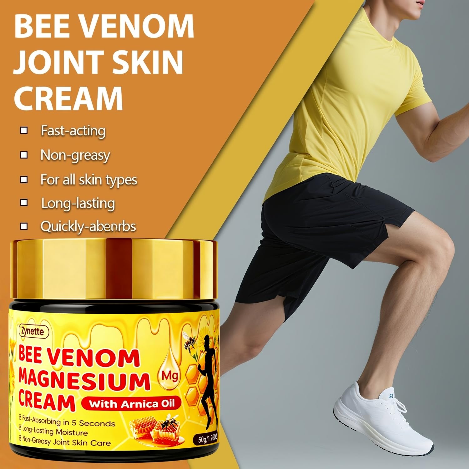 Bee Venom Magnesium Cream with Arnica Oil Collagen Retinol Anti-aging Moisturizing Cream Deep Hydration Firming Lifting Brighten Smooth Facial Tightening Cream for Joint Skin Care