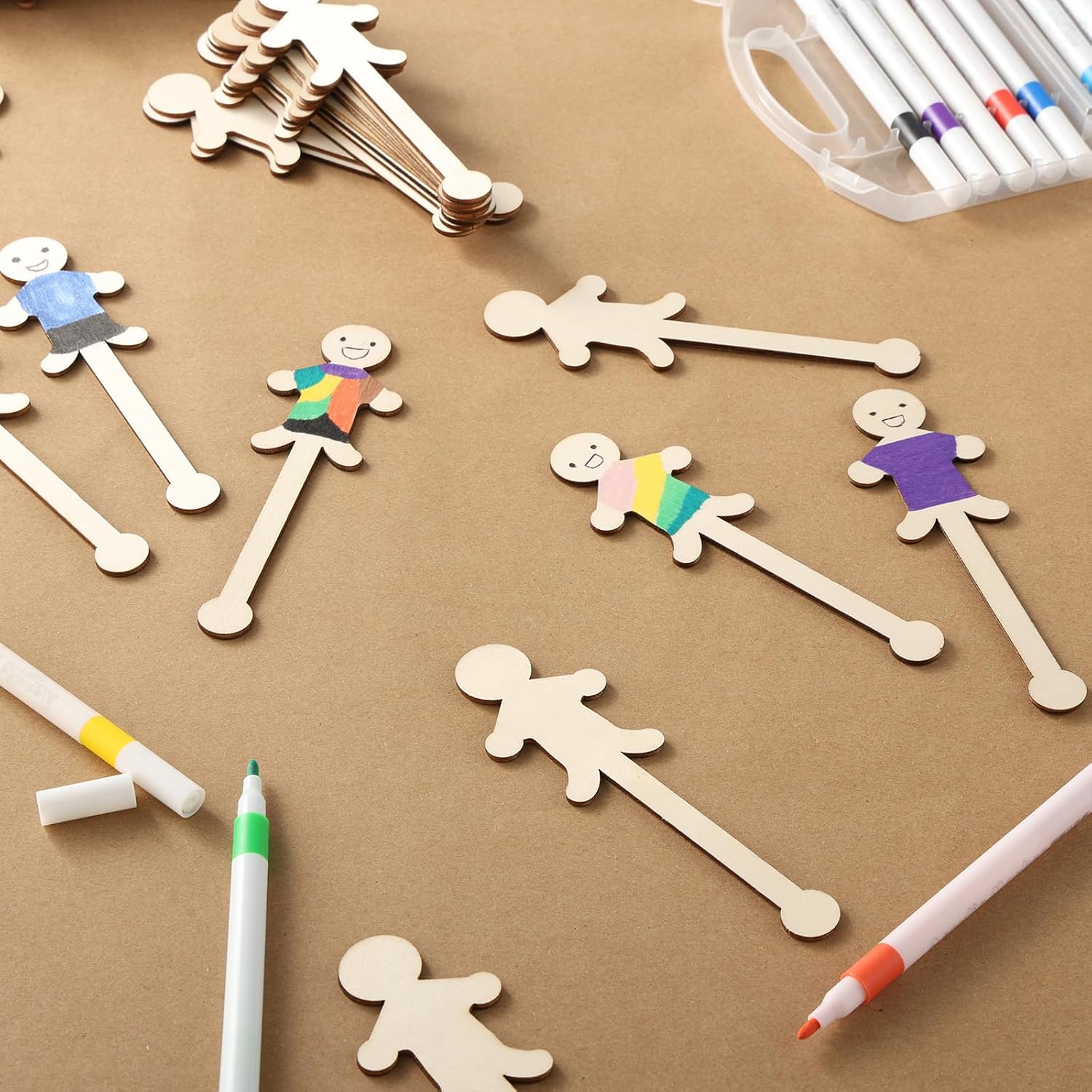 150 Pack 1.6 x 5.3 Inches People Shaped Wood Craft Sticks DIY Unfinished Popsicle Sticks for Crafts Jumbo Wooden Craftable People Figures for Student Back to School Supplies
