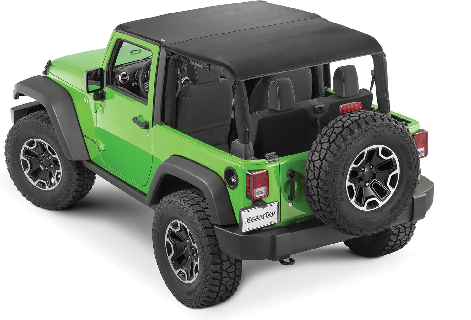 Mastertop Cable Style Bimini Plus Summer Soft Top in Black Twill| Fits 2007-2009 Jeep 2 Door Wranglers| Requires Soft Top Door Surrounds for Installation| 1430024