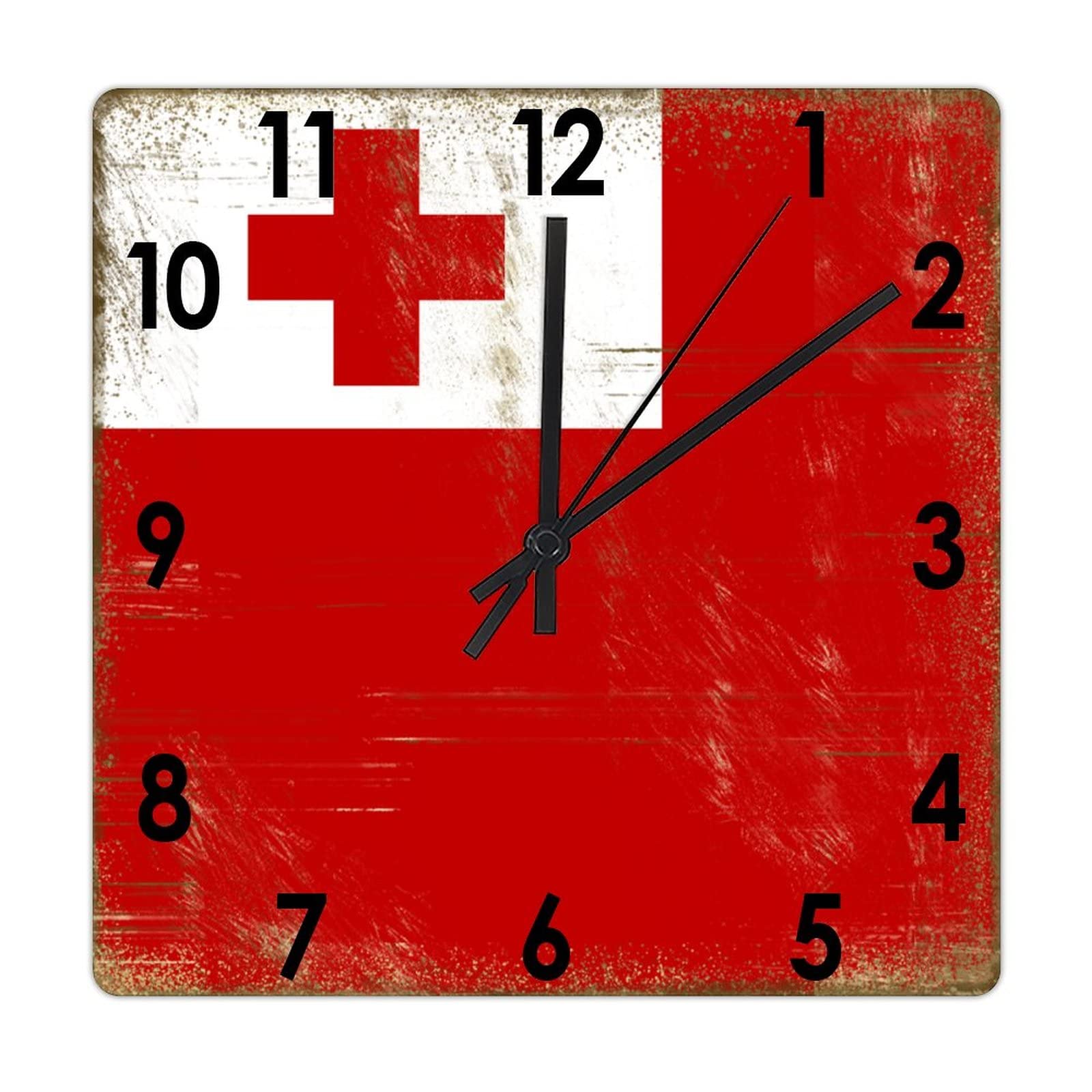 Horloge murale en bois silencieuse Tonga vintage shabby chic 38cm