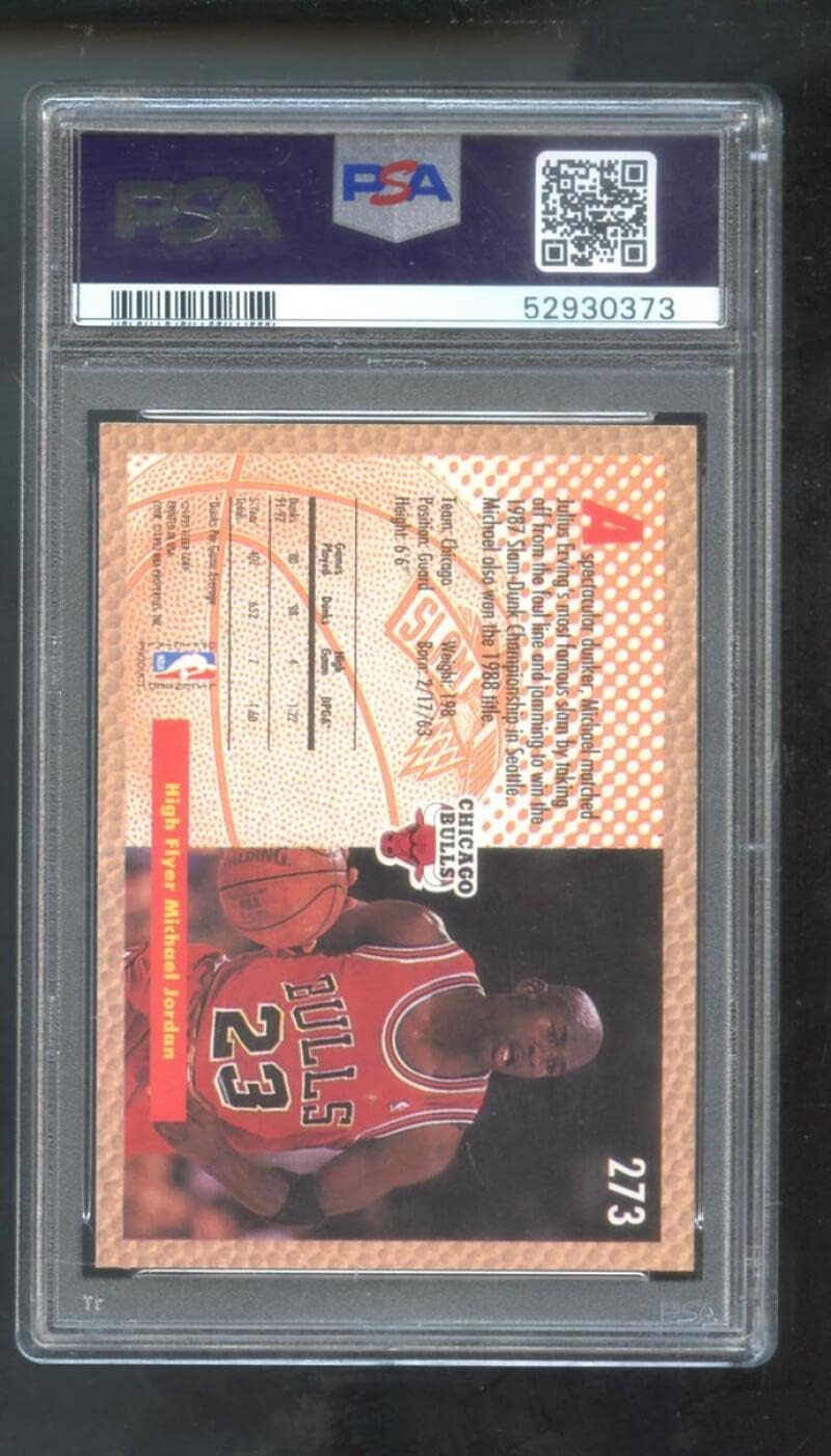 1992-93 Fleer #273 Michael Jordan PSA 8 Graded Basketball Card NBA Slam Dunk Chicago Bulls 1992-1993 92-93