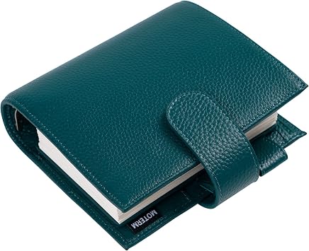 Moterm Pocket Luxe Rings Planner - Genuine Leather Binder Organizer Pebbled-Deep Teal, 30mm Ring