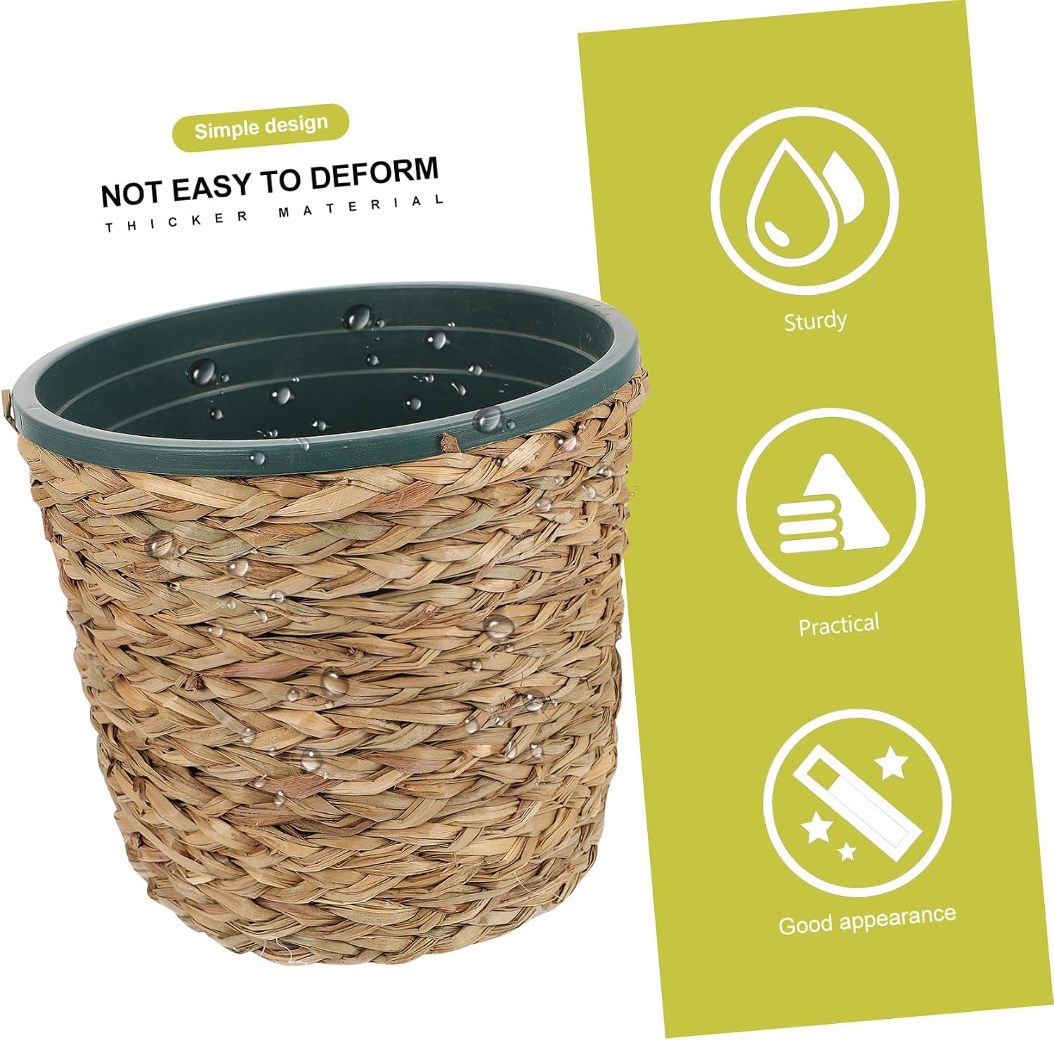 Straw Woven Flower Pot Basket for Indoor Planting 15.5x14 Cm Decorative Plant Pot Storage Basket Suitable for Office Home Garden image 3
