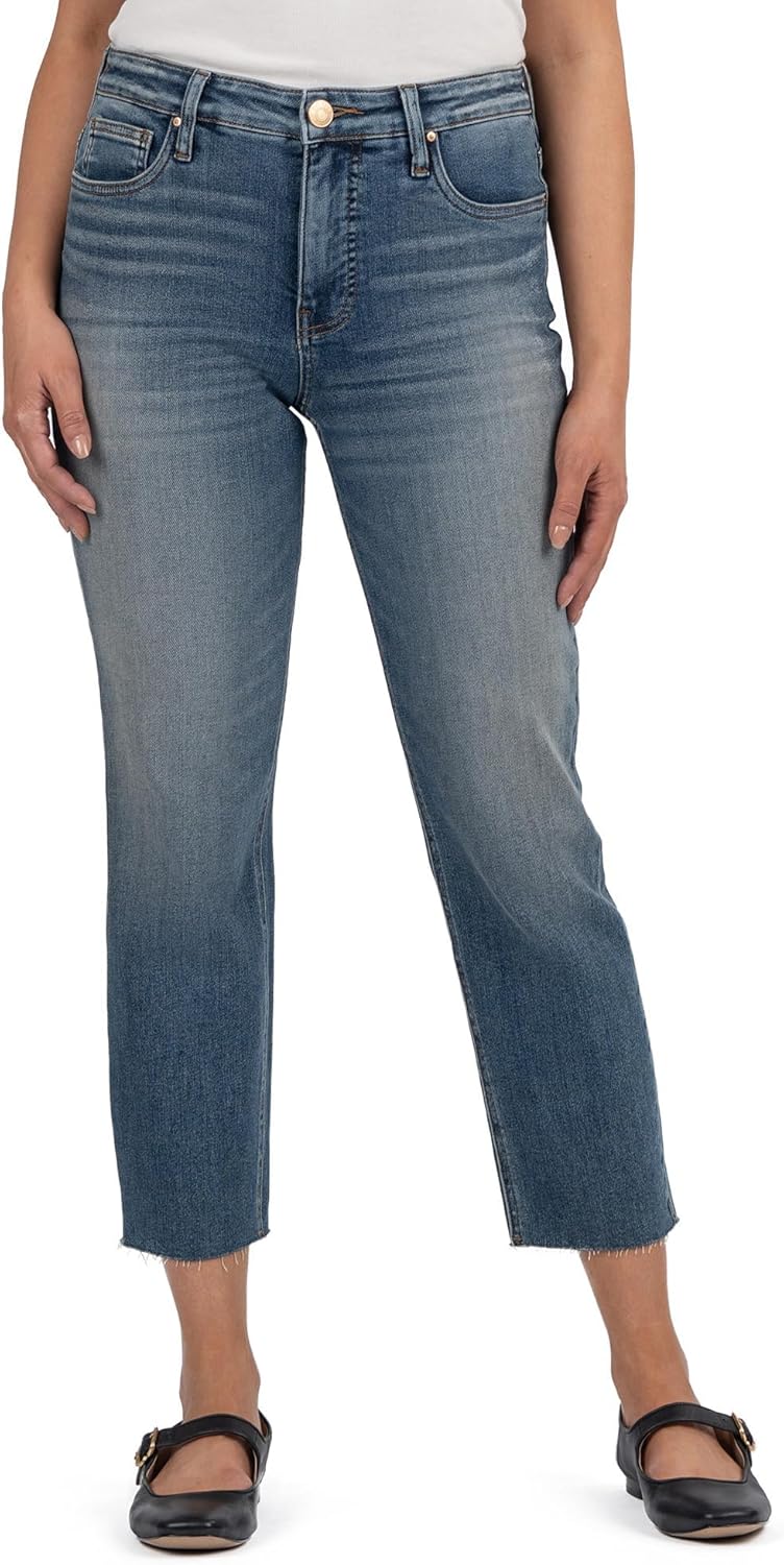 KUT from the Kloth Rachael High-Rise Fab Ab Mom Raw Hem