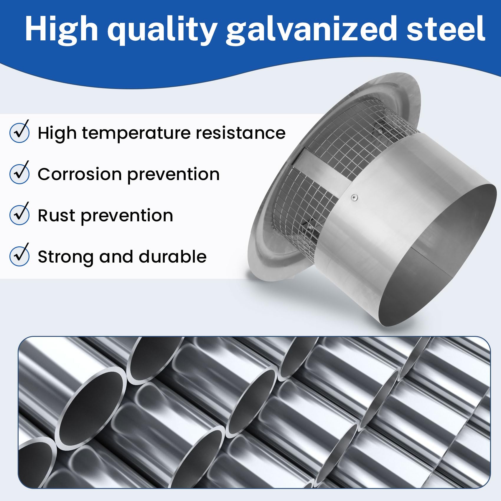 Bootuu 6 Inch Round Chimney Cap, 8 Inch Tapered Top Chimney Cap with Screen, 6 Inch Chimney Cap with Fastening Device with Screen, Stovepipe Finial, Carbon Steel (8 in)