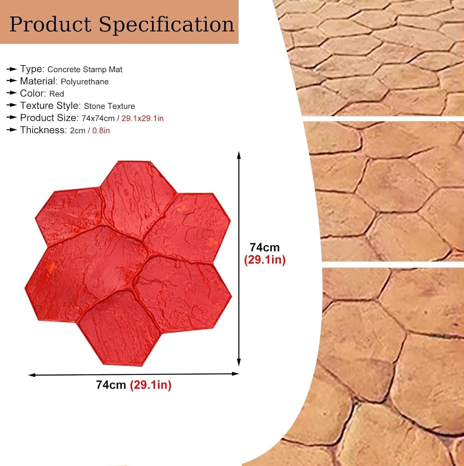 Concrete Stamp Flexible Concrete Stamp Pad with Handle Stamped Stone Tile Textured Pad for Patio/Garden Realistic Natural Slate Textured Skins