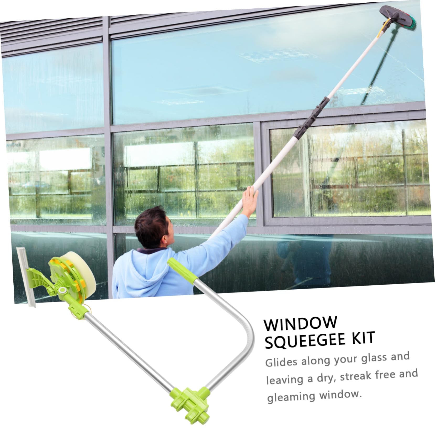 SOIMISS Kit de Limpieza de Ventanas con Limpiacristales Telescópico Giratorio Limpiador para Interiores y Exteriores Herramienta para y Ventanas Altas