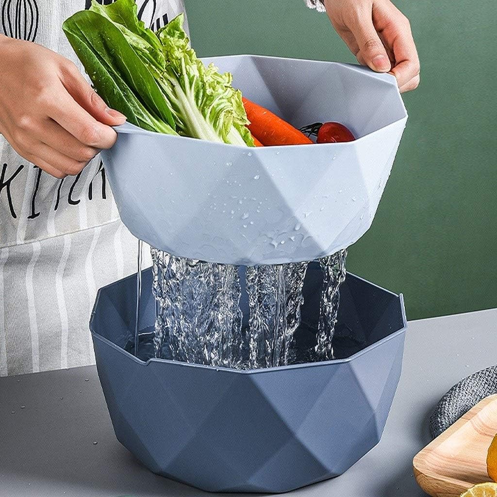 Plastic Colander/Strainer, Household Double-layer Filter Colander with Double Handle for Pasta Vegetables and Fruits, 2 Pack(C,21 * 9.5cm)