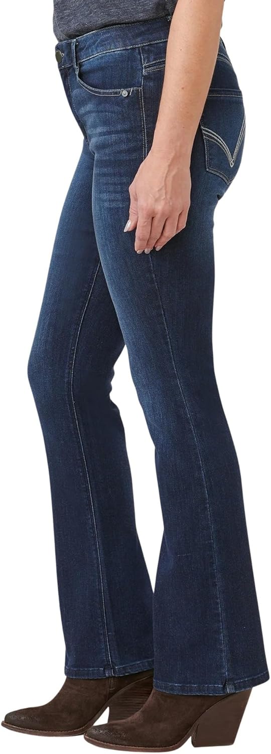 "Ab"solution® High Rise Emroidered Indigo Itty Bitty Boot Jean