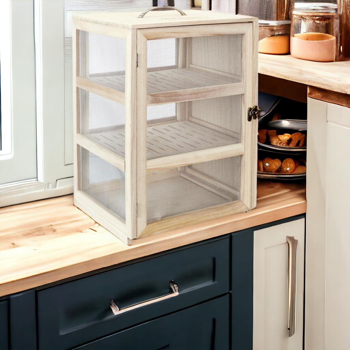 Garde-manger Grillagé En Bois Acier PZL - 3 Niveaux Pour Fromage Et Charcuterie