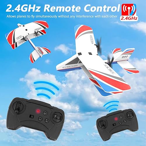 Miniatura 3 de USHINING Aviones RC para niños aviones de control remoto para interiores y exteriores de 24 GHz con giroscopio fácil de volar avión RC con luz LED