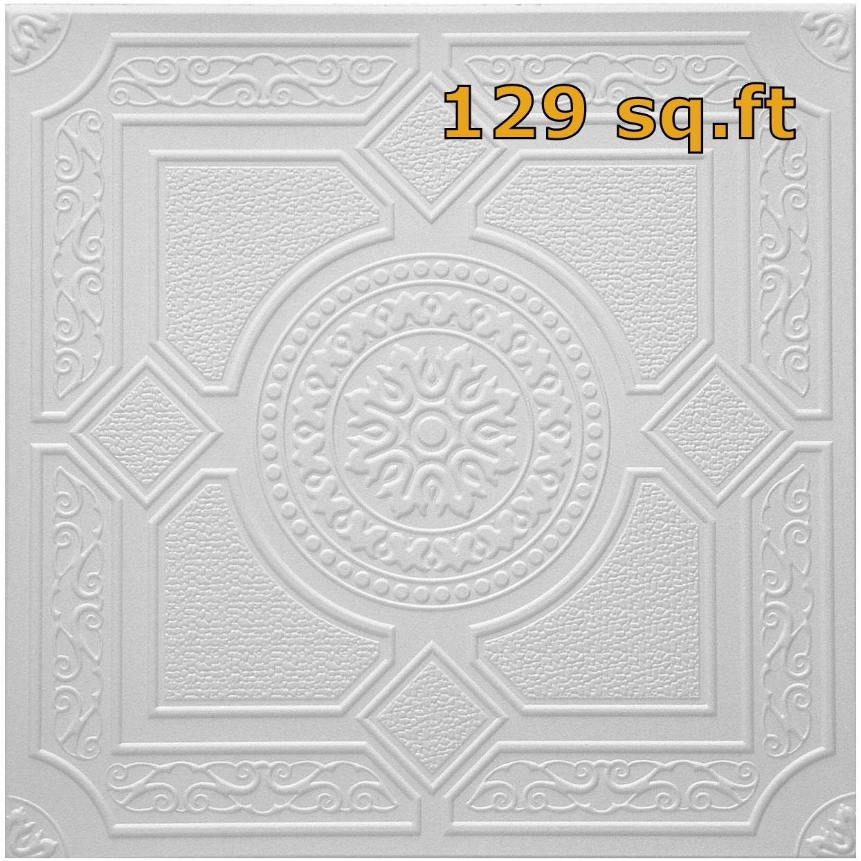 Styrofoam White Ceiling Tile to Cover Popcorn. Box of 48 Polystyrene Tiles, RM-30. Easy DIY Glue up Application on Any Flat Surface or Popcorn Ceiling. Farmhouse Ceiling Decor