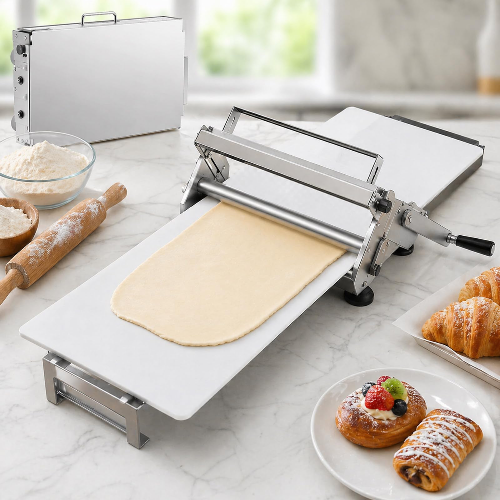 Laminator do ciasta Croissant, ręczny nóż do ciasta, wielofunkcyjny wałek do ciasta francuskiego, ciasteczek, pizzy, składany blat M300