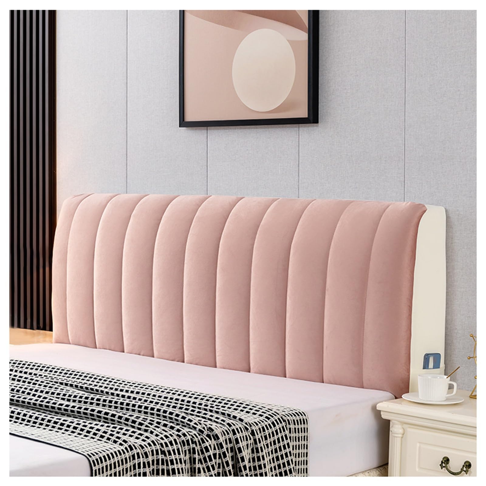 Yuezhong Pink Bed Headboard Cover, Velvet Bed Headboard Cover For Full Queen Size, Quilted Thicken Headboard Padding Protector Cover Bedroom Decor, Washable(,150X75cm/59X30in)