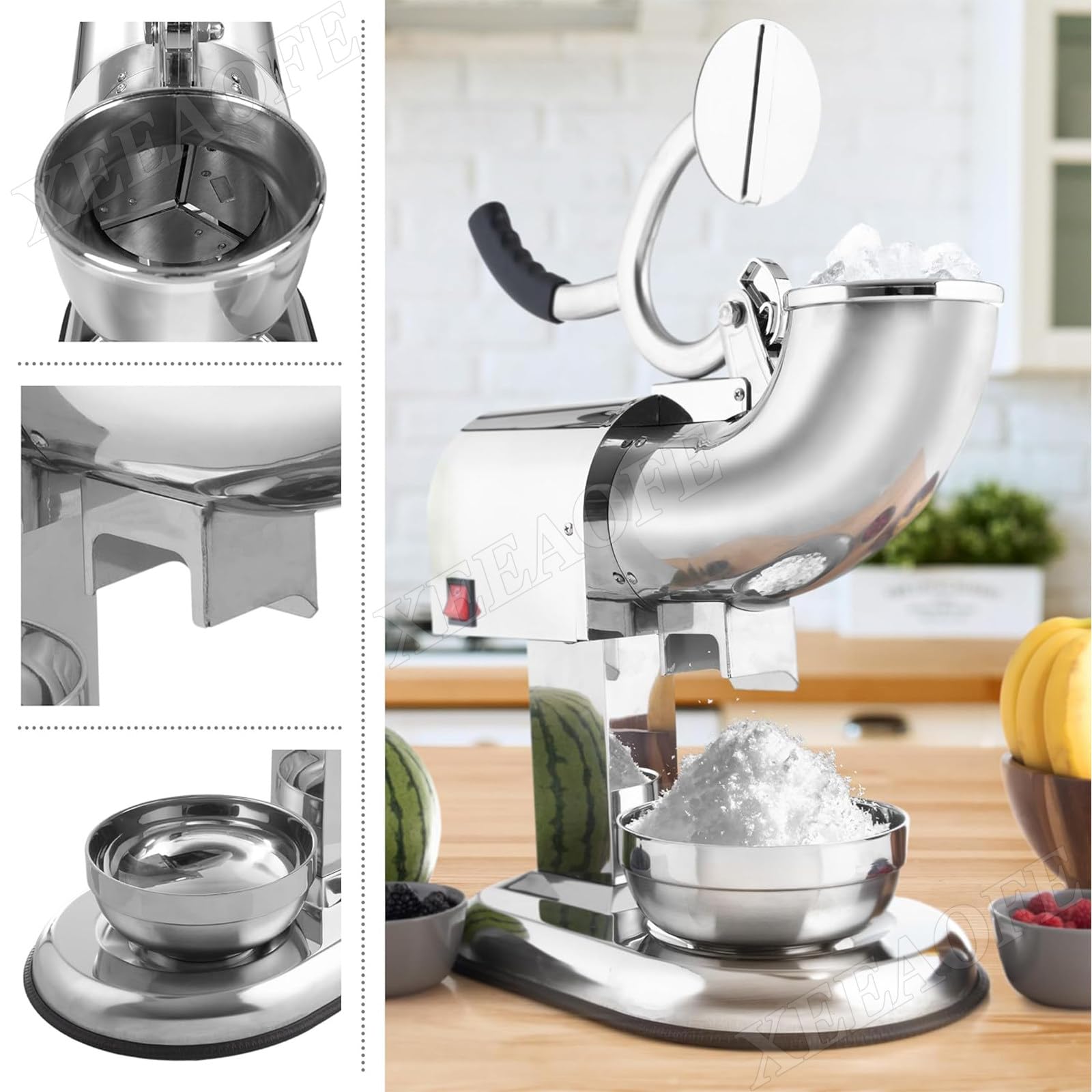Máquina eléctrica para Hacer granizados, trituradora de Hielo raspado de Acero Inoxidable con Cuchilla para Batidos y cócteles.