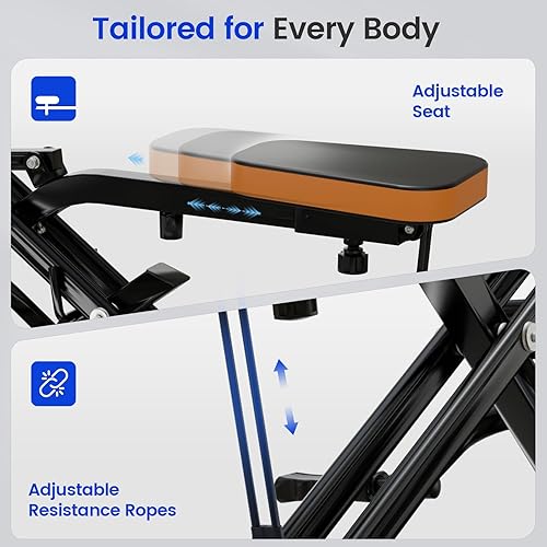 Miniatura 5 de Máquina de entrenamiento para sentadillas profundas, máquina de remo para el hogar, fácil instalación y equipo de ejercicio plegable con resistencia