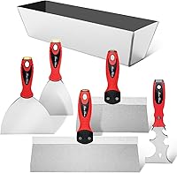 BatesChoice 6-Pc Drywall Knife Set with Mud Pan - Stainless Steel Taping Knives, Finishing Tools & Spackle Knife for Pros