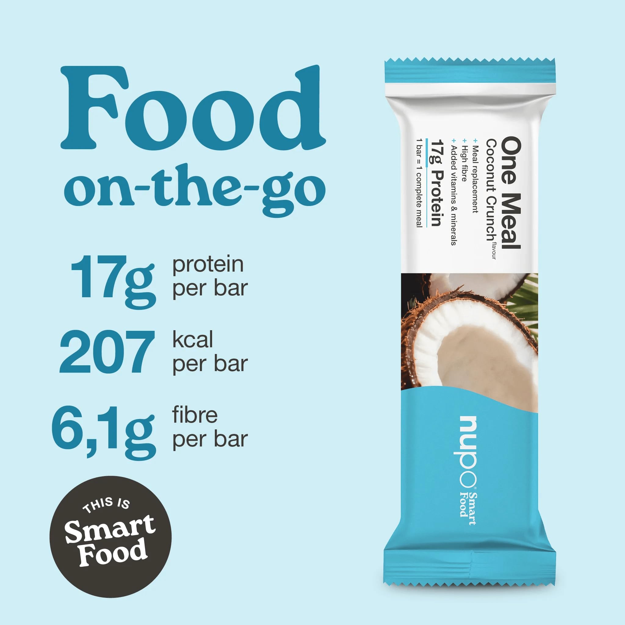 NUPO One Meal Bar - Coconut Crunch Crunch I Barras de reemplazo de comidas sabrosas para un plan de dieta equilibrada I Te ayuda a perder peso I Alto en proteínas I 24 vitaminas y minerales I 15 x 60
