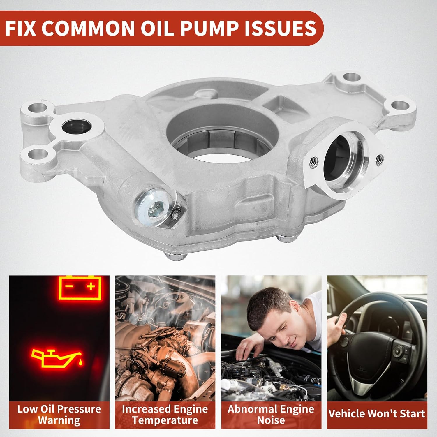 Dokili M295HV High Volume LS Oil Pump Kit Fits for Chevrolet Silverado Avalanche Suburban Tahoe Trailblazer GMC Sierra Yukon Cadillac Escalade 4.8L 5.3L 6.0L V8 Enignes, W/Gaskets and Balancer Bolt