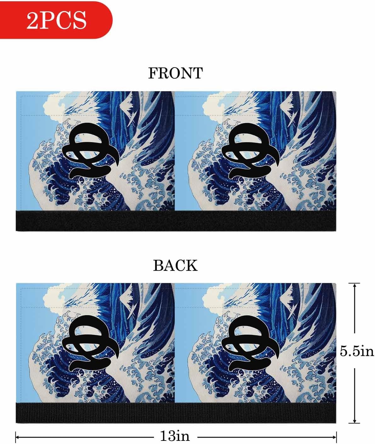 Oceans Waves Refrigerator Door Handle Covers Set of 2, Mountain Peaks Cloudy Japanese Art Kitchen Fridge Microwave Oven Dishwasher Stove Cabinet Handle Protectors, Washable Appliance Decor