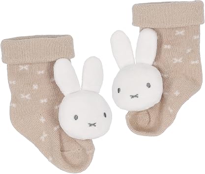 Kids Preferred Miffy Baby Foot Rattle Set - Super Soft Rattles, Neutral Colors, Soft Sensory Elastic Socks, Embroidered Details, Ages 0 to 9 Months