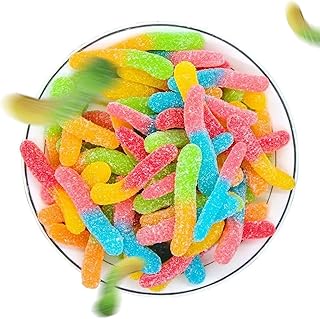 Sour Neon Gummy Worms 5lb Bag - Tasty Candy Break Sour Neon Crawlers - Multi-color Gummy Worms Bulk Candy - Sweet Gift Snacks for Kids & Grown Ups, Party - Halal Candy bag