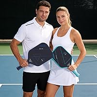 Vista 2 de Carbon Fiber Pickleball Paddle 16mm – Professional Pickleball Paddles with Superior Control, Power & Spin – Extended Handle for Two-Handed Grip