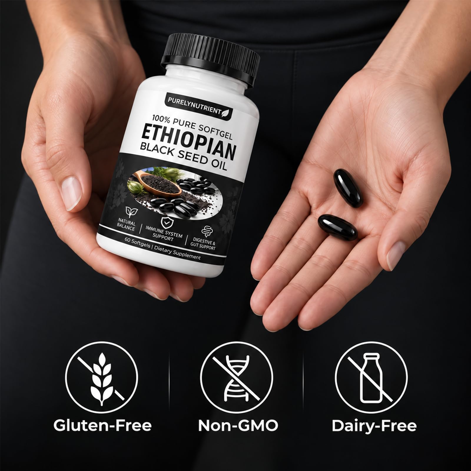 Ethiopian Black Seed Oil Softgels with 4.64% Thymoquinone, Cold-Pressed Formula for Immune, Digestive & Antioxidant Support, 60 Capsules — Amazon image 5