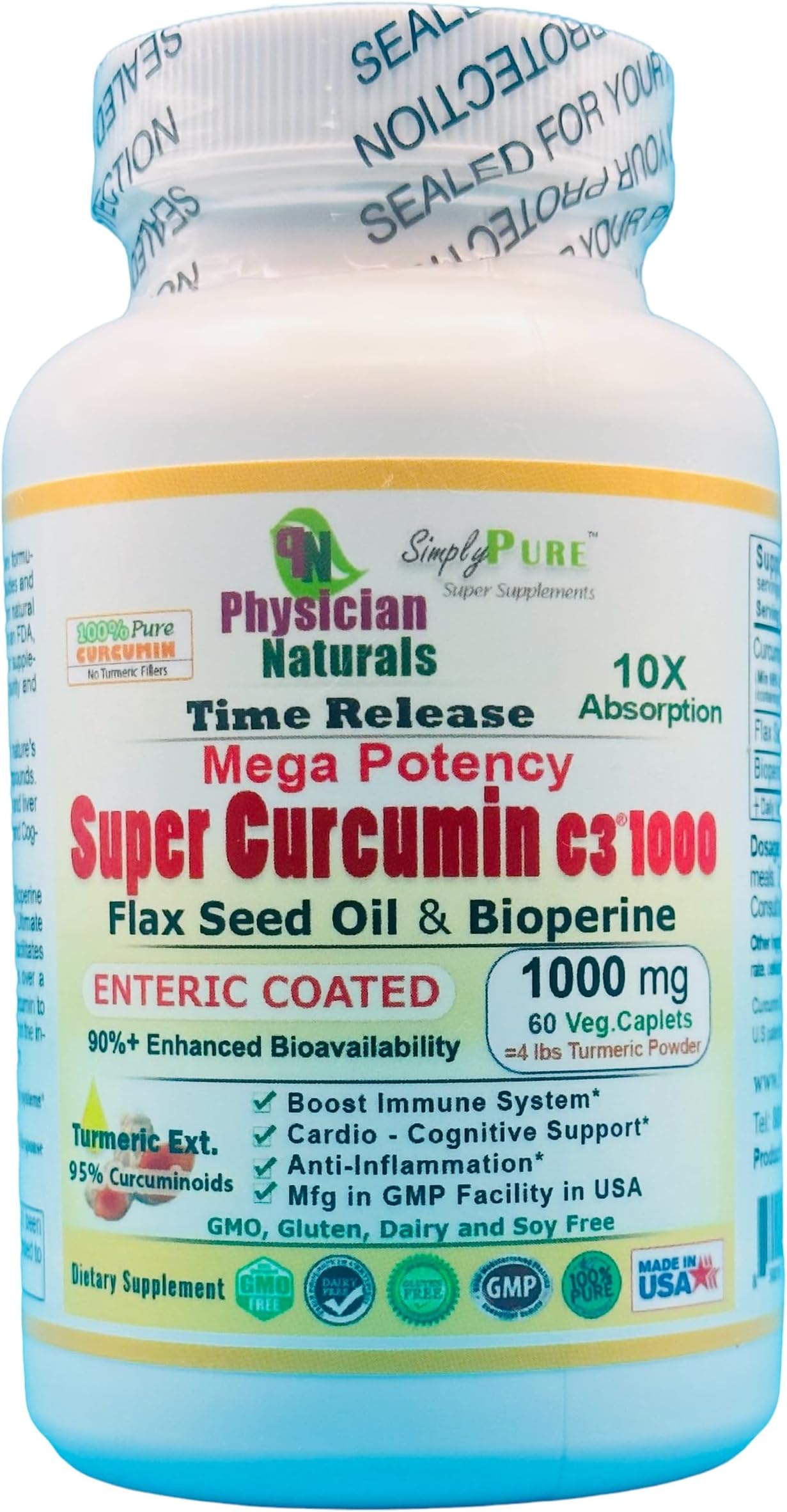Mega Potency Super Curcumin 1000 mg Time Release Enteric