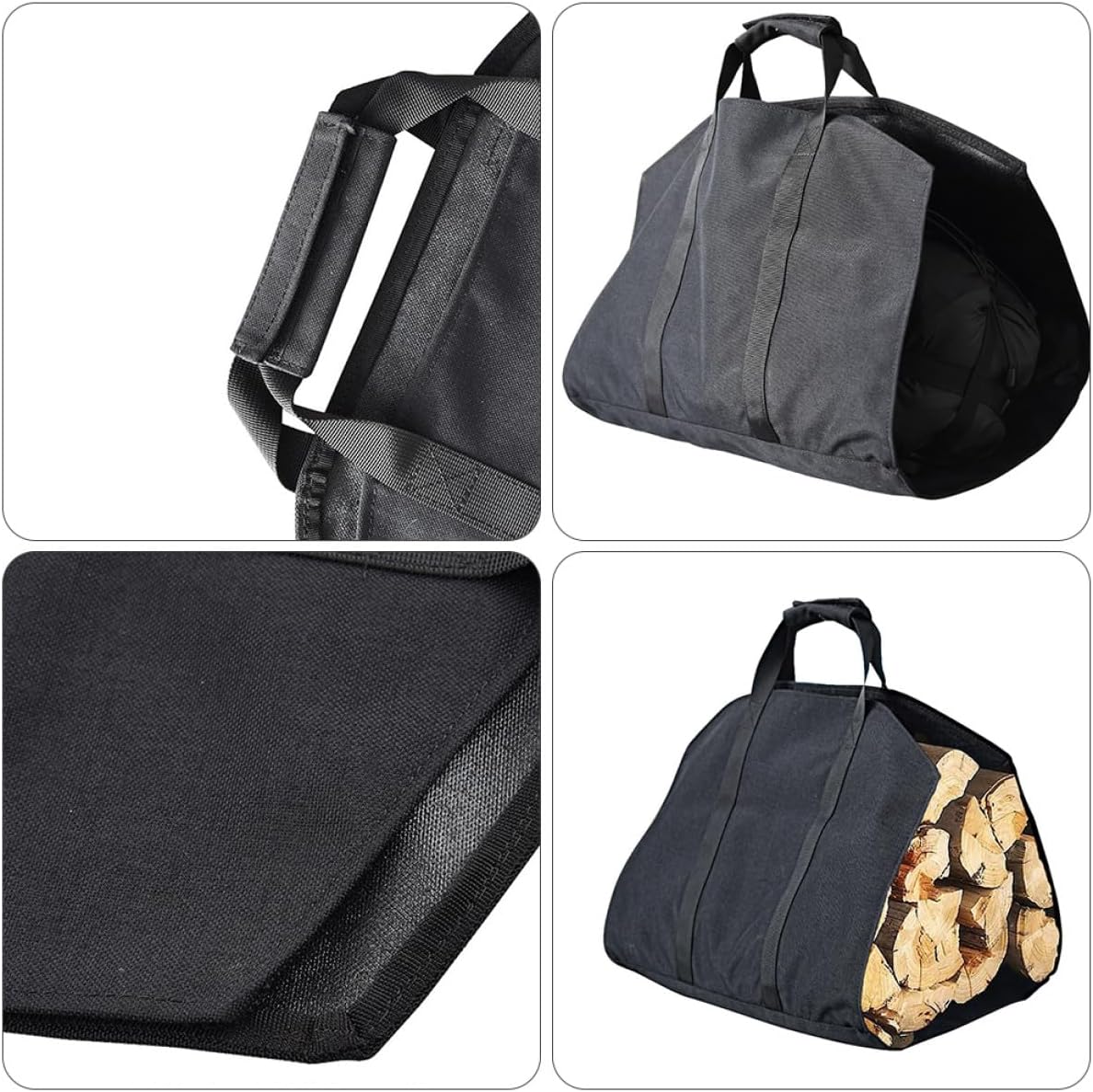 Firewood Storage Bag Large Capacity Log Carrier Oxford Cloth Tote with Handles for Outdoor Camping and Fireplace Use